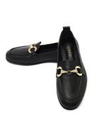 Women's Black Buckled Leather Loafer | Derimod