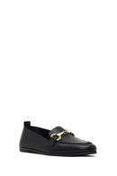 Women's Black Buckled Leather Loafer | Derimod