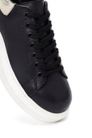 Woman Black Lace-Up Thick Sole Leather Sneakers | Derimod