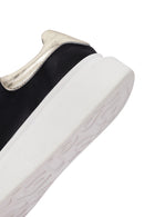 Woman Black Lace-Up Thick Sole Leather Sneakers | Derimod