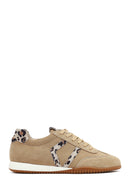 Women's Beige Lace-up Suede Leather Sneaker | Derimod