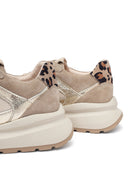 Kadın Bej Bağcıklı Kalın Tabanlı Deri Sneaker | Derimod