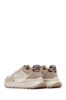 Kadın Bej Bağcıklı Kalın Tabanlı Deri Sneaker | Derimod