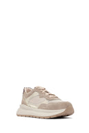 Kadın Bej Bağcıklı Kalın Tabanlı Deri Sneaker | Derimod