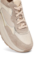 Kadın Bej Bağcıklı Kalın Tabanlı Deri Sneaker | Derimod