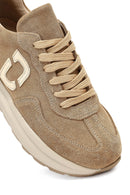 Kadın Bej Bağcıklı Kalın Tabanlı Süet Deri Sneaker | Derimod