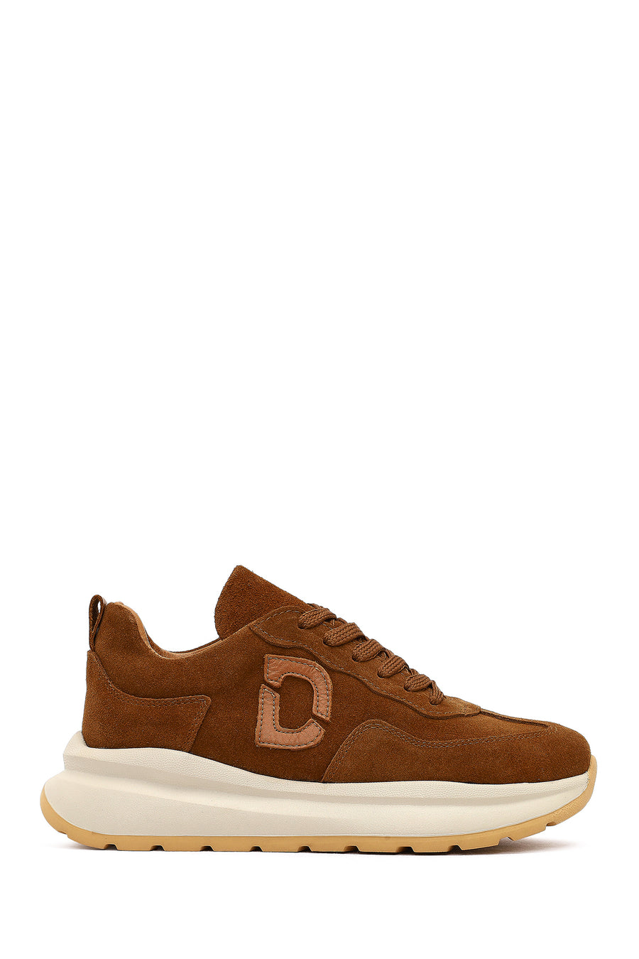 Kadın Taba Bağcıklı Kalın Tabanlı Süet Deri Sneaker 25AFD221110 | Derimod