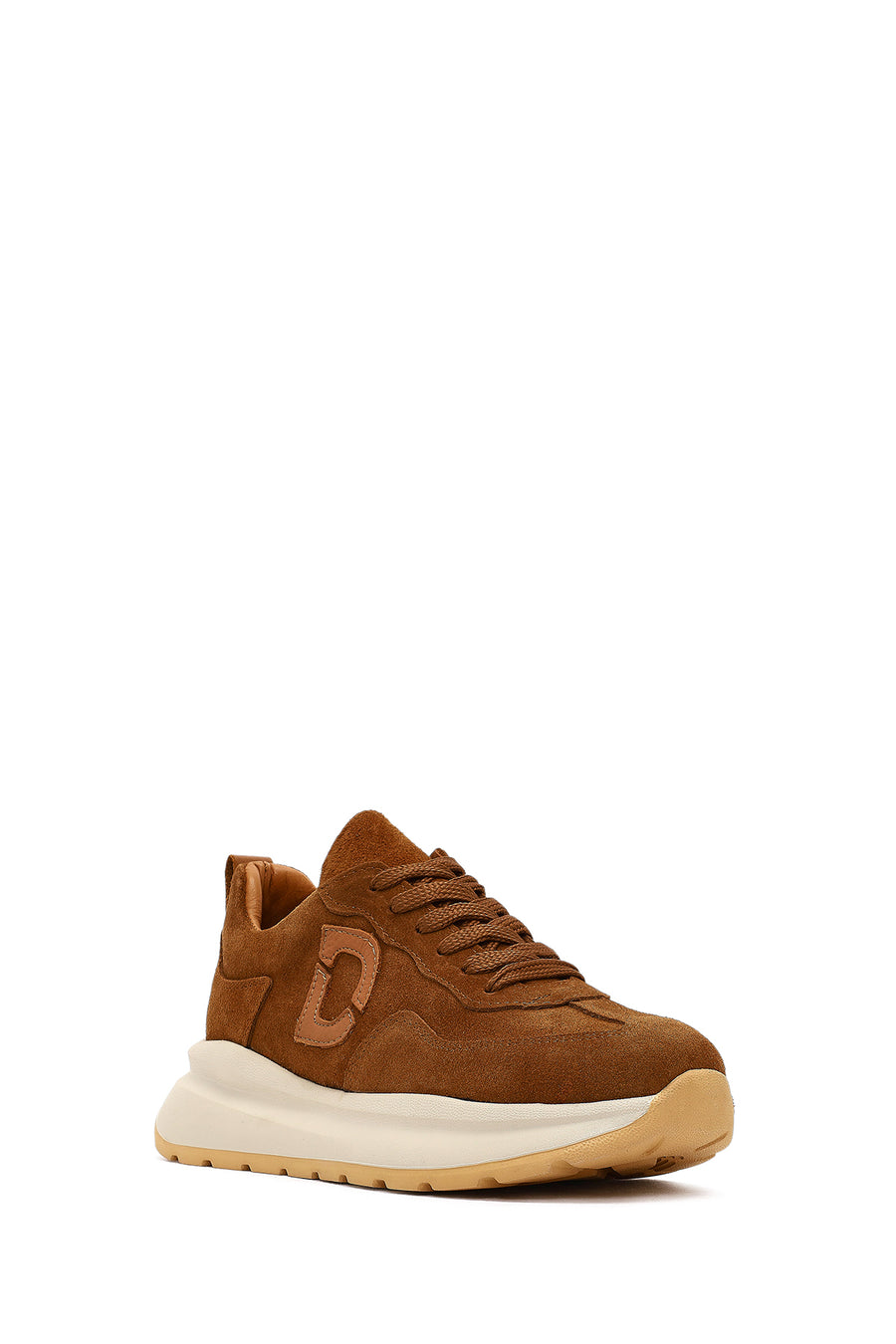 Kadın Taba Bağcıklı Kalın Tabanlı Süet Deri Sneaker