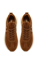 Kadın Taba Bağcıklı Kalın Tabanlı Süet Deri Sneaker | Derimod