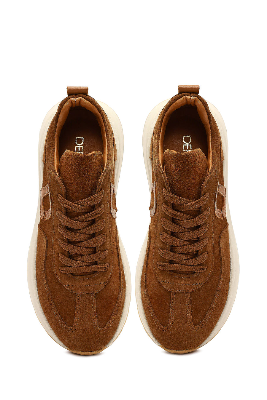 Kadın Taba Bağcıklı Kalın Tabanlı Süet Deri Sneaker