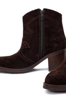 Kadın Kahverengi Kalın Topuklu Süet Deri Kovboy Bot | Derimod