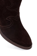 Kadın Kahverengi Kalın Topuklu Süet Deri Kovboy Bot | Derimod