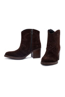 Kadın Kahverengi Kalın Topuklu Süet Deri Kovboy Bot | Derimod