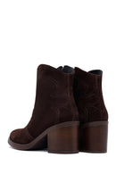 Kadın Kahverengi Kalın Topuklu Süet Deri Kovboy Bot | Derimod