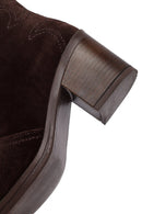 Kadın Kahverengi Kalın Topuklu Süet Deri Kovboy Bot | Derimod