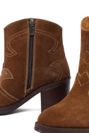 Kadın Taba Kalın Topuklu Süet Deri Kovboy Bot | Derimod