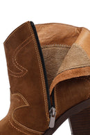 Kadın Taba Kalın Topuklu Süet Deri Kovboy Bot | Derimod