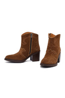 Kadın Taba Kalın Topuklu Süet Deri Kovboy Bot | Derimod