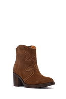 Kadın Taba Kalın Topuklu Süet Deri Kovboy Bot | Derimod