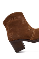 Kadın Taba Kalın Topuklu Süet Deri Kovboy Bot | Derimod