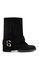 Kadın Siyah Kalın Topuklu Süet Deri Bot | Derimod