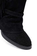 Kadın Siyah Kalın Topuklu Süet Deri Bot | Derimod