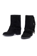 Kadın Siyah Kalın Topuklu Süet Deri Bot | Derimod