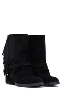 Kadın Siyah Kalın Topuklu Süet Deri Bot | Derimod