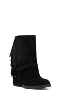 Kadın Siyah Kalın Topuklu Süet Deri Bot | Derimod