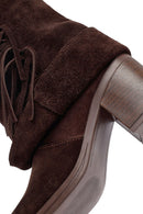 Kadın Kahverengi Kalın Topuklu Süet Deri Bot | Derimod