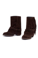 Kadın Kahverengi Kalın Topuklu Süet Deri Bot | Derimod