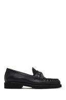 Women's Black Buckled Leather Loafer | Derimod