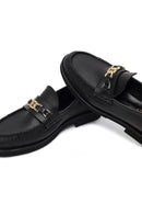 Women's Black Buckled Leather Loafer | Derimod