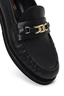 Women's Black Buckled Leather Loafer | Derimod