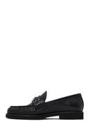 Women's Black Buckled Leather Loafer | Derimod
