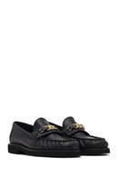 Women's Black Buckled Leather Loafer | Derimod