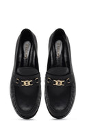Women's Black Buckled Leather Loafer | Derimod