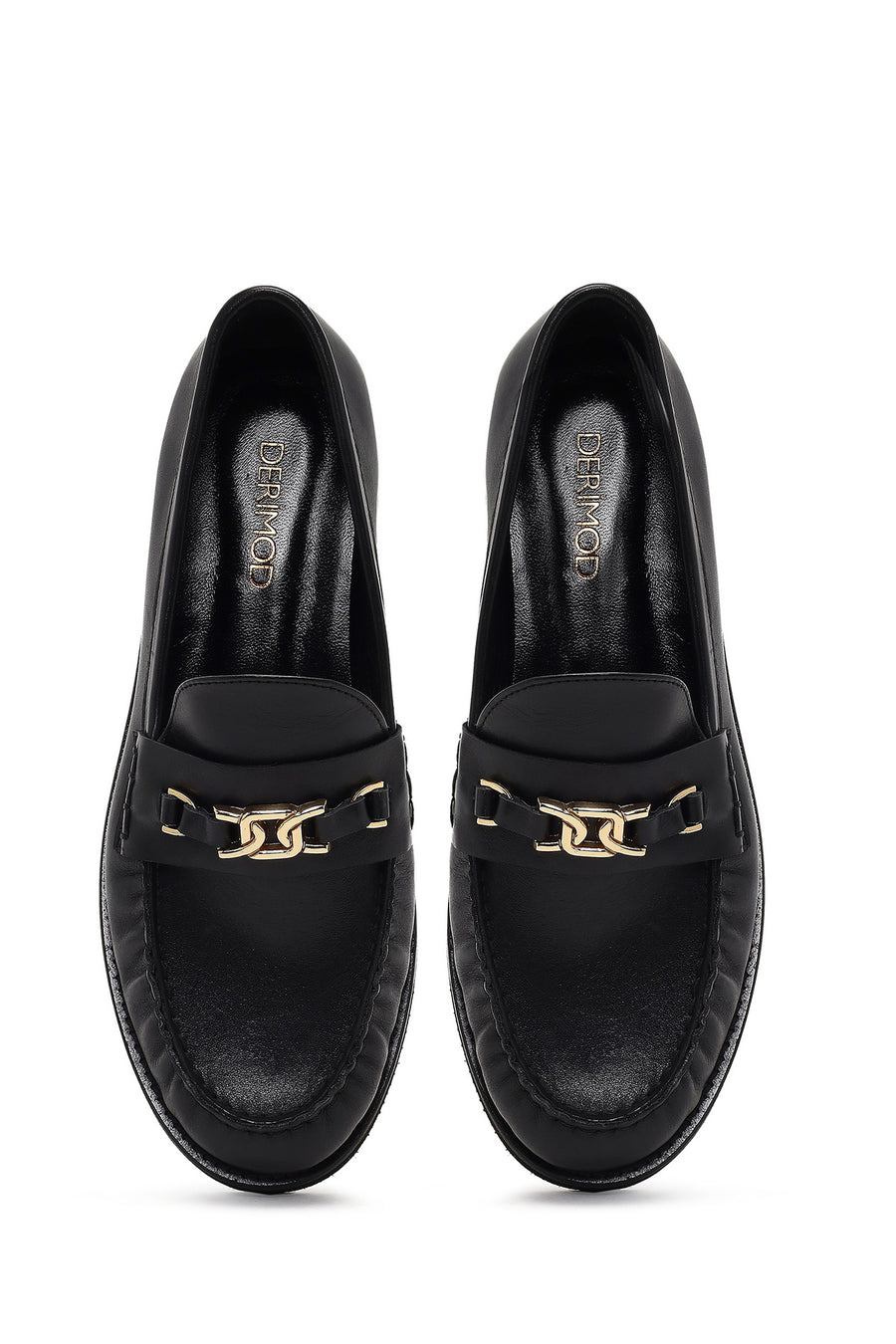 Women's Black Buckled Leather Loafer