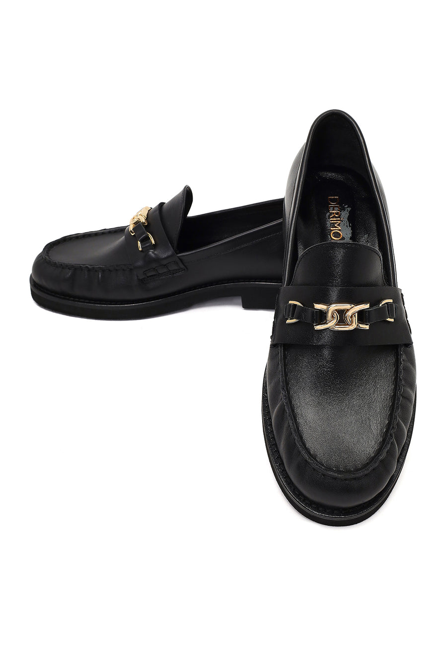 Women's Black Buckled Leather Loafer