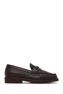 Women's Brown Buckled Leather Loafer | Derimod