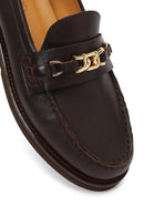 Women's Brown Buckled Leather Loafer | Derimod