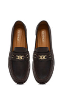 Women's Brown Buckled Leather Loafer | Derimod