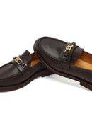 Women's Brown Buckled Leather Loafer | Derimod