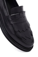 Kadın Siyah Püsküllü Deri Maskülen Loafer | Derimod