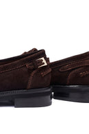 Kadın Kahverengi Tokalı Süet Deri Loafer | Derimod