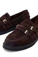 Kadın Kahverengi Tokalı Süet Deri Loafer | Derimod