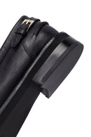 Woman Black Buckle Leather Masculine Loafer | Derimod