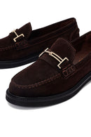 Woman Brown Buckled Suede Leather Loafer | Derimod