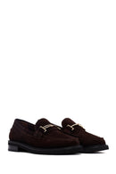 Woman Brown Buckled Suede Leather Loafer | Derimod