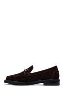 Woman Brown Buckled Suede Leather Loafer | Derimod